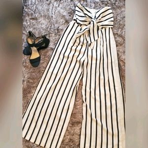 Womens Striped strapless jumpsuit